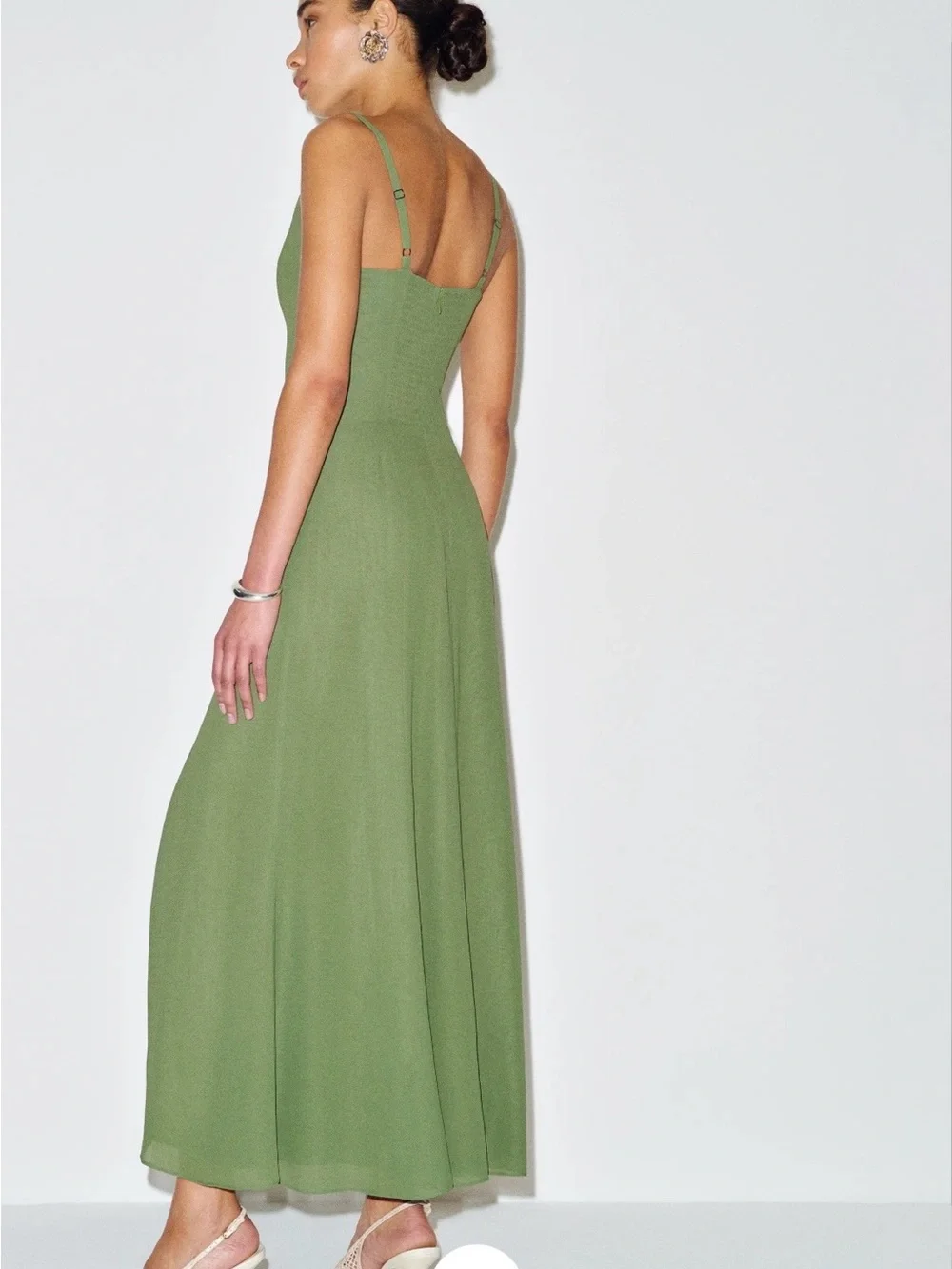 Reformation Jade Green Ailany Maxi Dress with Thigh Slit